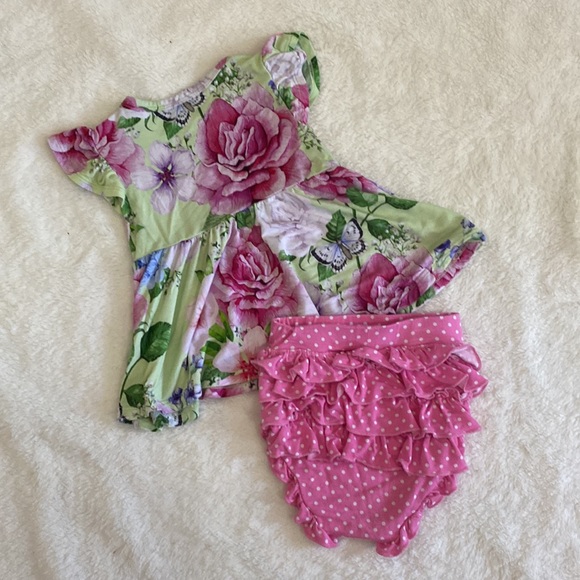 Posh Peanut Georgina Peplum ruffled bummie set - 6-12m - Picture 3 of 3